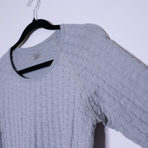 ATHLETA Epitomize Top Light Grey Heather Long Sleeves Textured Active Women's L - Picture 8 of 12